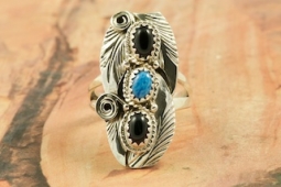 Genuine Denim Lapis and Black Onyx Native American Ring